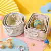 Colorful rope-woven ball and grey bow pattern storage basket Specification image